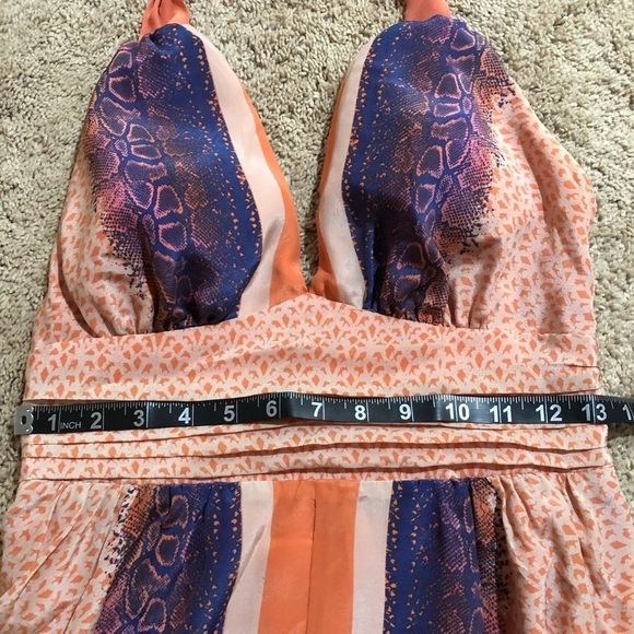 Guess “Hot Sand” Orange and Purple Silk Halter Fully Lined Dress Size 8 - Picture 10 of 12